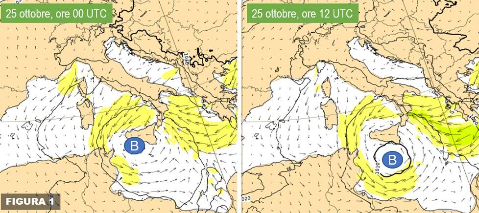 Sinottica prevista per il 25 Ottobre 2021