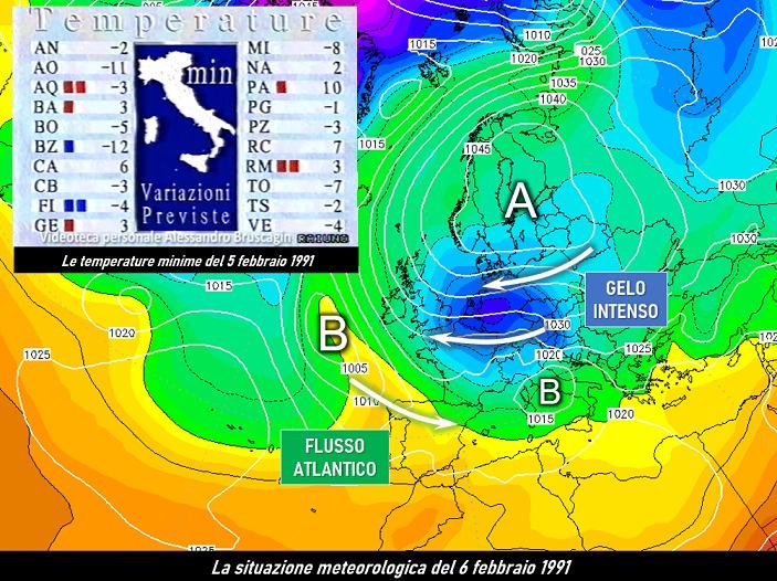 Mappa meteo del 6 febbraio 1991