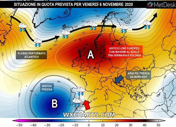 Situazione in quota prevista per il 6 Novembre 2020