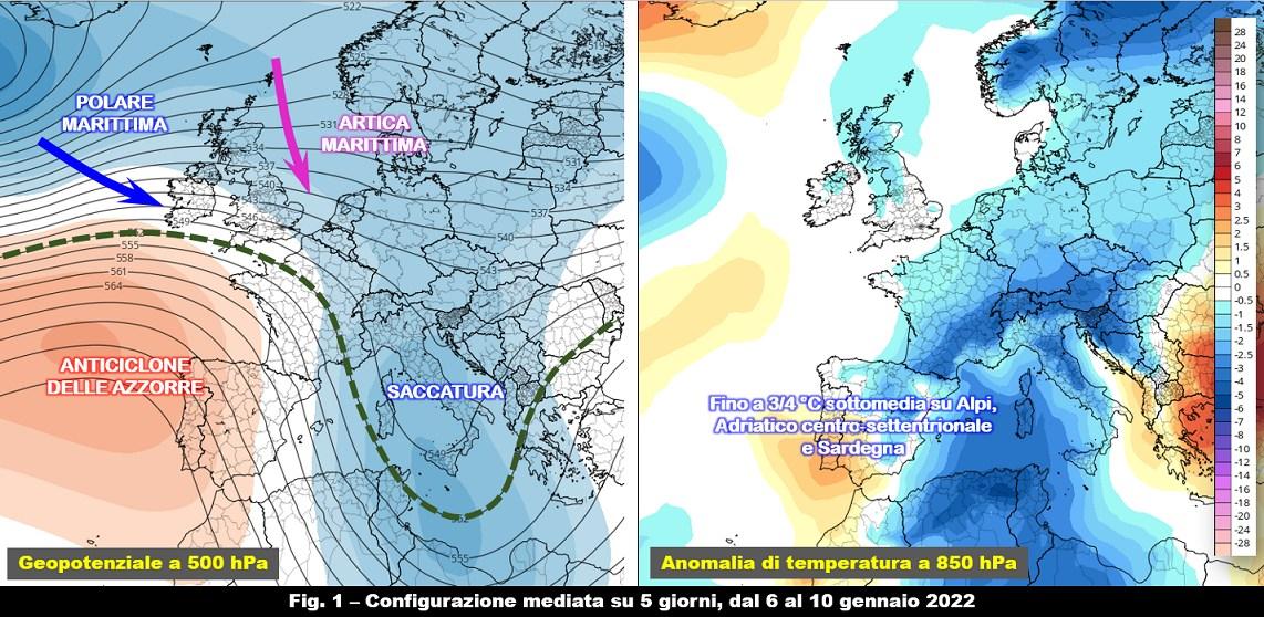 Mappa previsione media su 5 giorni