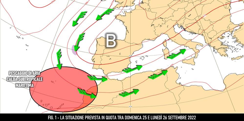 Mappa prevista in quota per il 25-26 settembre 2022