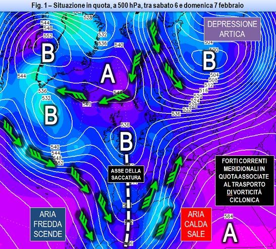 Mappa in quota prevista per il 6-7 Febbraio 2021