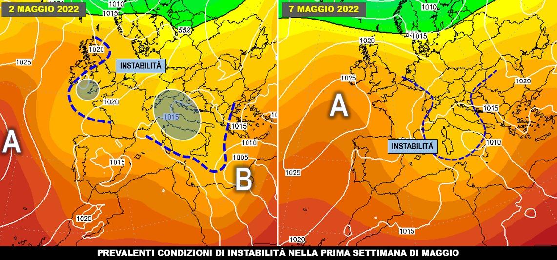 Mappe di proiezione per il periodo 2-7 Maggio 2022