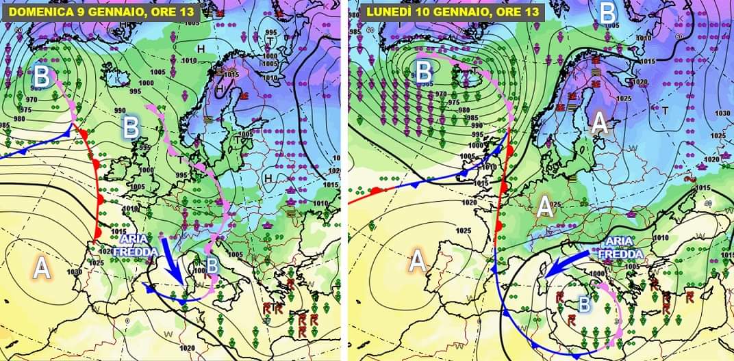 Mappa previsione 9 e 10 Gennaio 2022