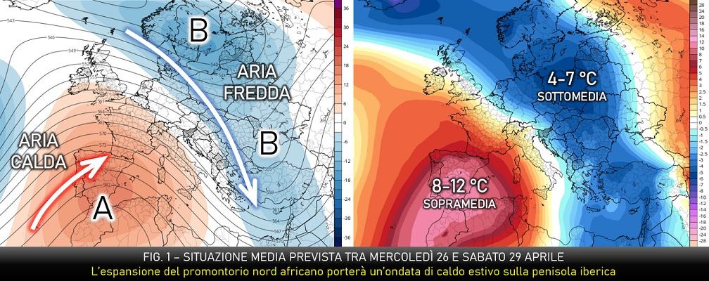 Situazione prevista in media per il periodo 26-29 aprile 2023