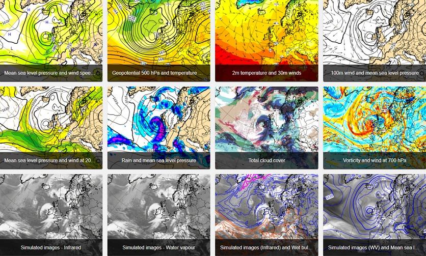 Collage di mappe meteorologiche