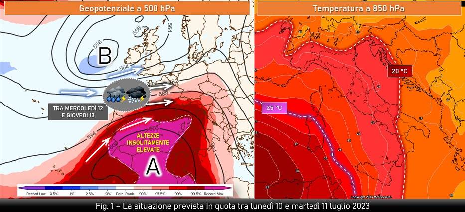 Mappe in quota attese per il 10-11 luglio 2023