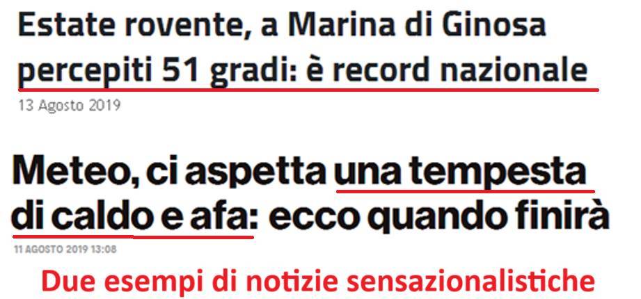 Esempio di notizie sensazionalistiche