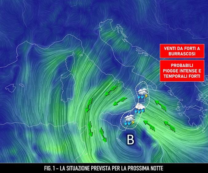 Mappa dei venti per la notte del 27 novembre 2022