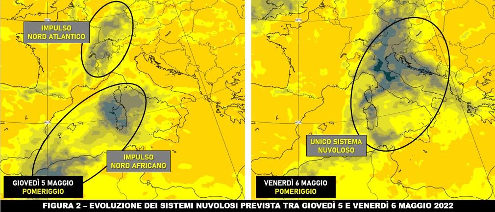 Nubi previste tra il 5 e il 6 Maggio 2022