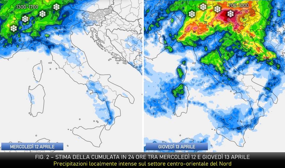 Piogge attese per il 12-13 aprile 2023
