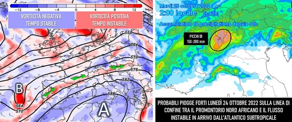 Mappe e piogge alpi centrali ottobre 2022