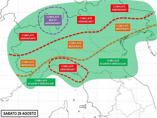 Piogge al nord per il 29 Agosto 2020