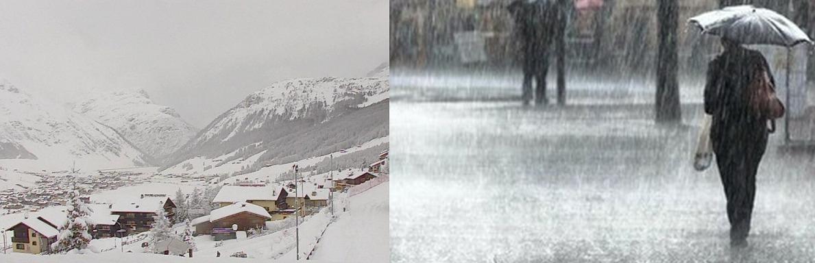 Un po' di normalità con pioggia e neve