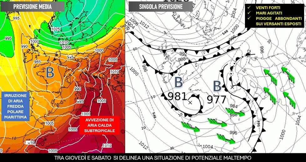 Potenziale maltempo tra giovedì e sabato