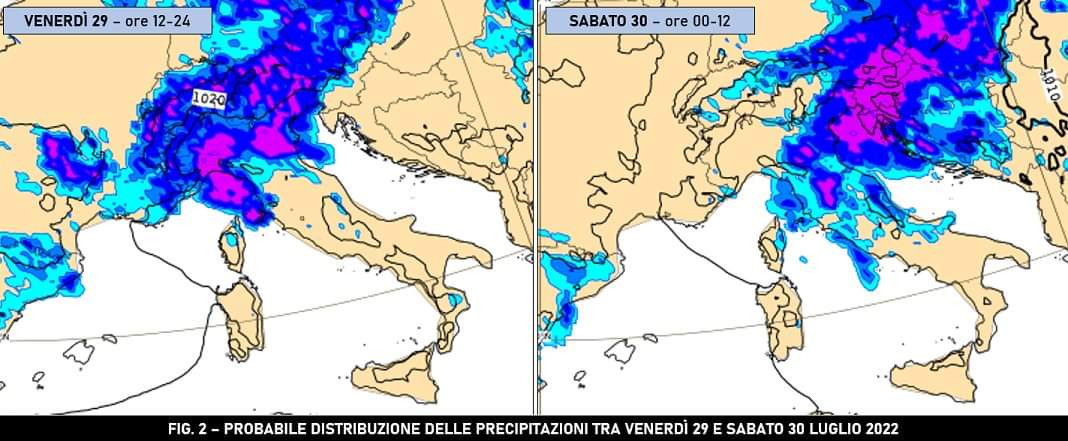 Precipitazioni per il 29 e 30 Luglio 2022