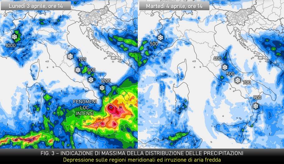 Precipitazioni attese per il 3-4 aprile 2023