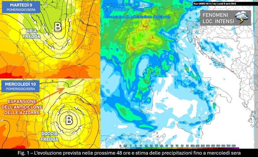 Precipitazioni attese fino a mercoledì sera