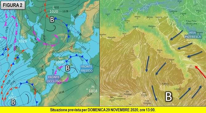 La previsione meteo per il 29 novembre 2020