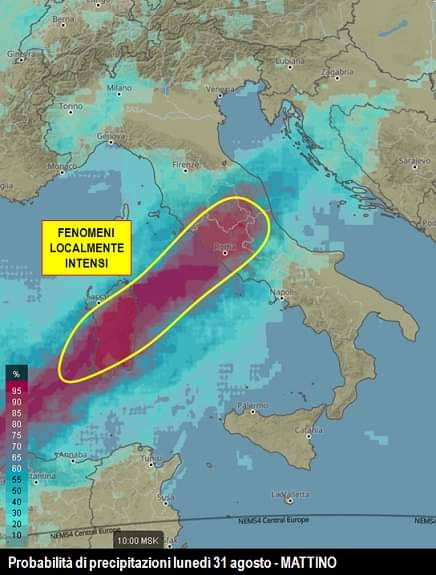 Previsione per il 31 Agosto 2020 mattina