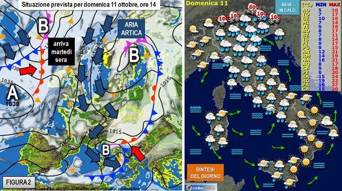 La previsione meteo per domenica 11 ottobre 2020