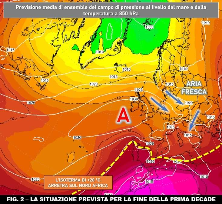 Previsione meteo per fine decade Luglio 2022