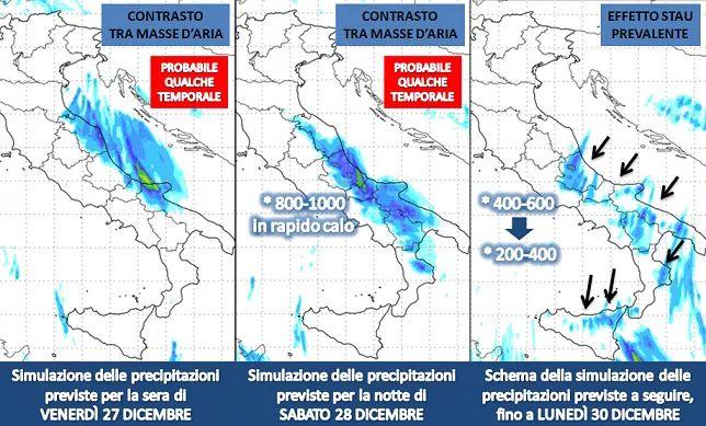 Previsione meteo dal 28 al 30 Dicembre