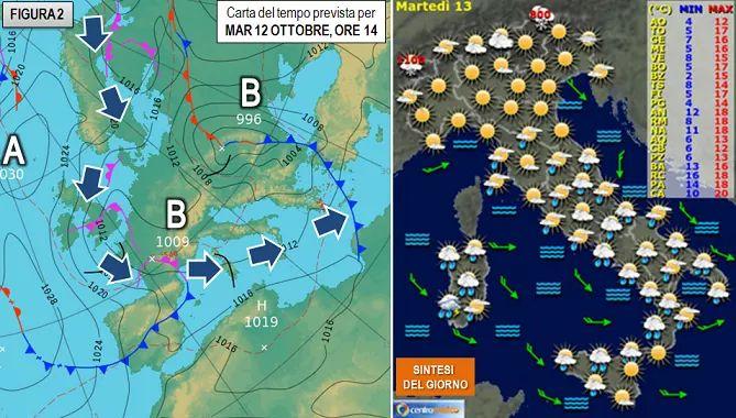 La previsione meteo per martedì 13 ottobre 2020