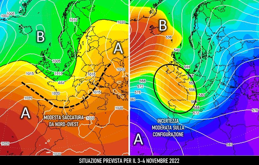 Previsione meteo 3-4 novembre 2022