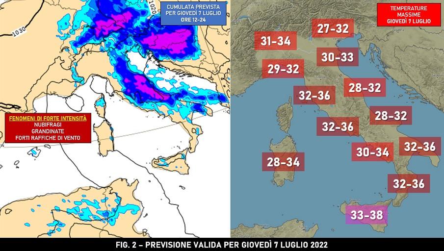 Previsione meteo per il 7 Luglio 2022