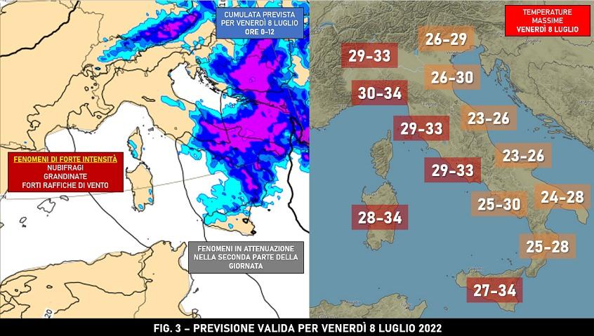 Previsione meteo per l'8 Luglio 2022