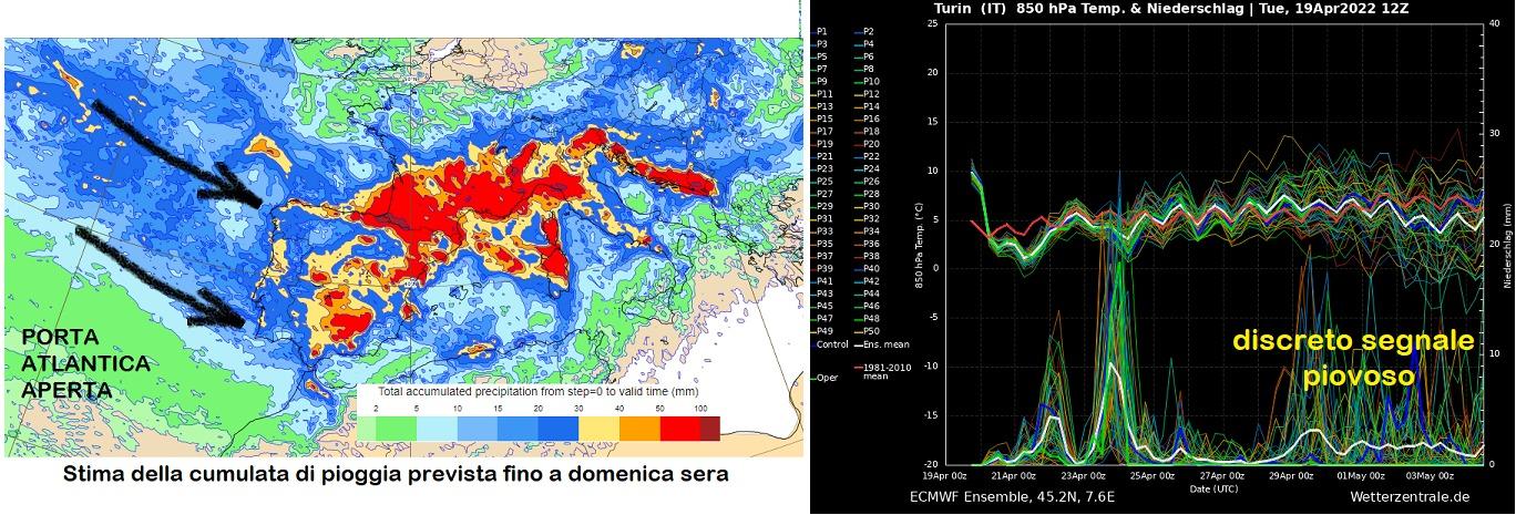 Stima accumuli precipitativi 24 Aprile 2022 + mappe ensemble