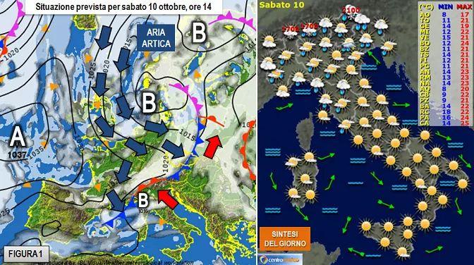 La previsione meteo per sabato 10 ottobre 2020