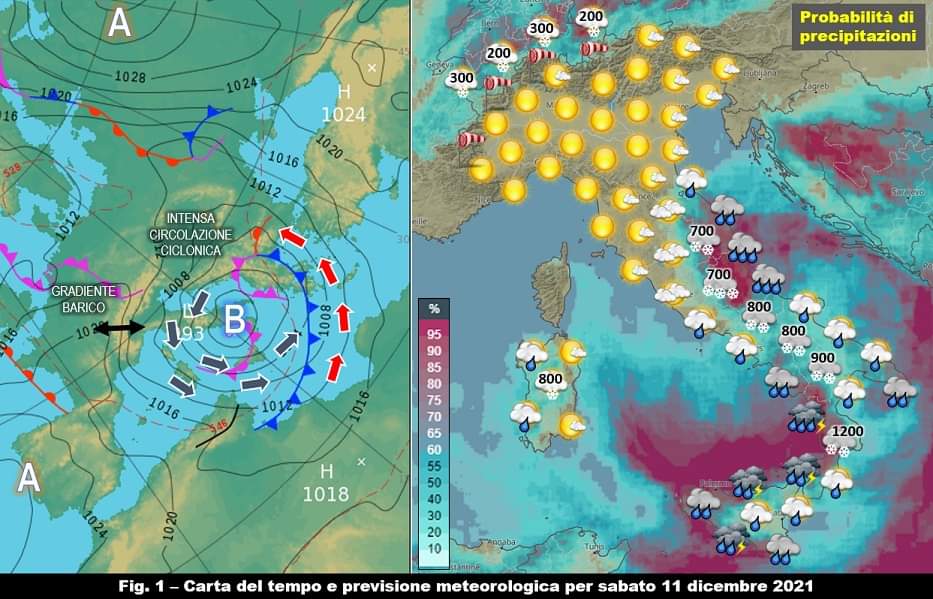 Previsioni meteo per l'11 Dicembre