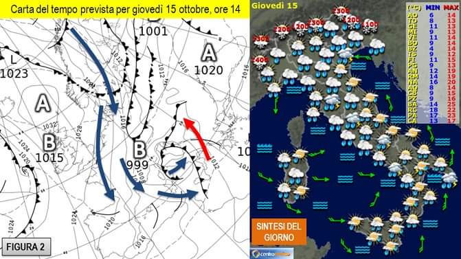 La previsione meteo per giovedì 15 ottobre 2020