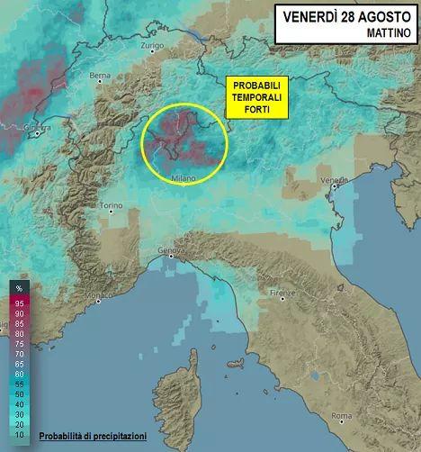 Previsione per il 28 Agosto 2020 mattina