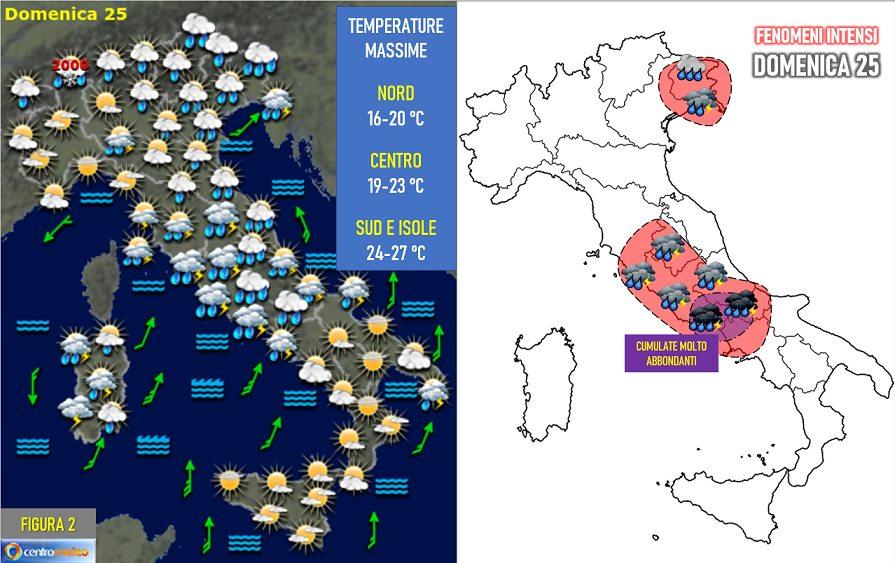 Previsioni meteo per domenica 25 settembre 2022