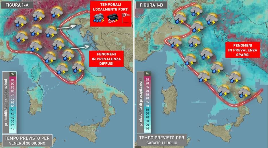 Previsioni meteo per il 30 giugno e il primo luglio 2023