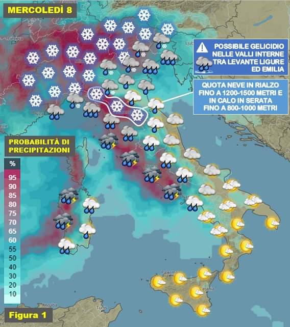 Previsioni meteo per l'8 Dicembre