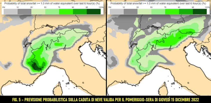 Probabilità di nevicate per il 15 dicembre 2022