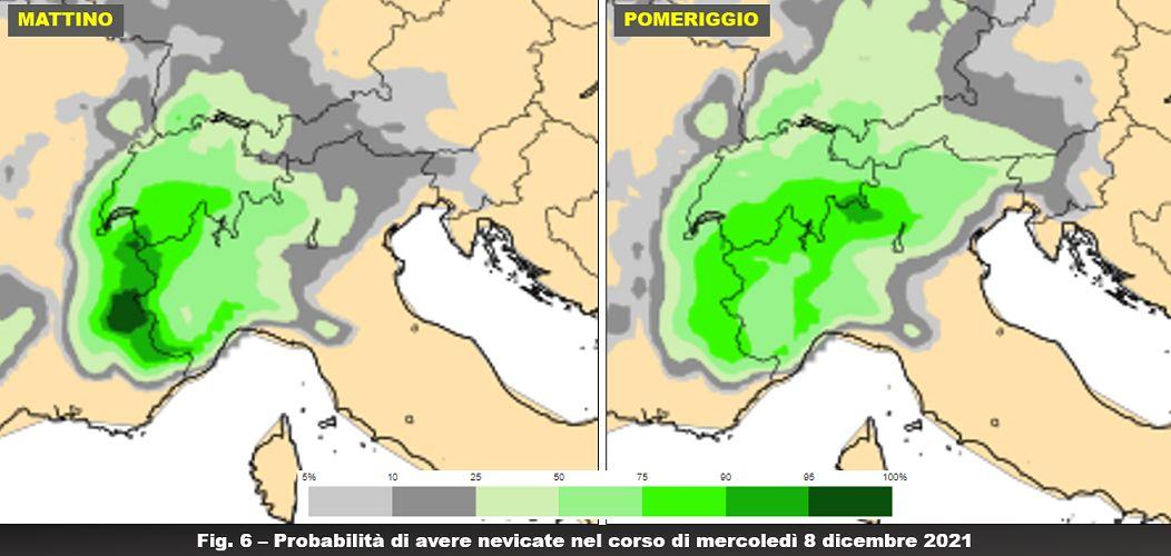 Probabilità di nevicate per l'8 Dicembre 2021