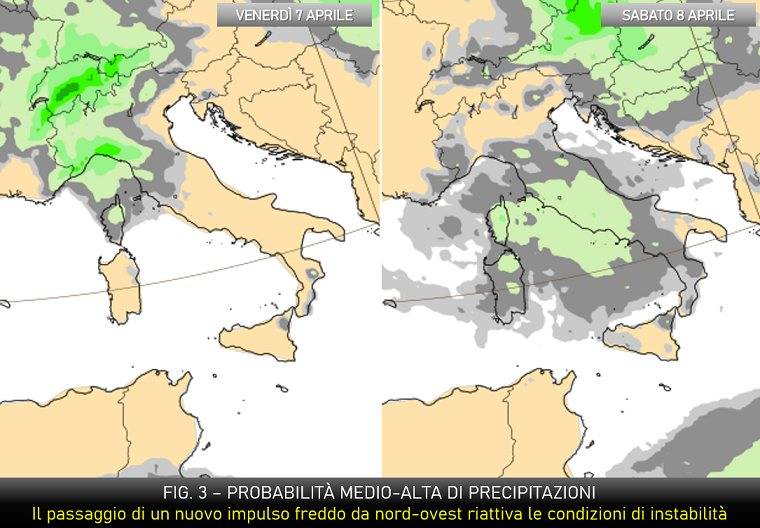 Probabilità di piogge per 7-8 aprile 2023