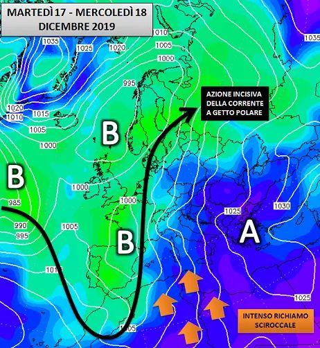 Intenso richiamo sciroccale tra Martedì 17 e Mercoledì 18 Dicembre