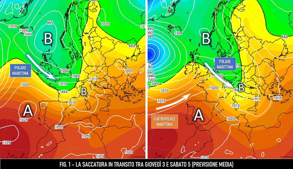 La saccatura attesa tra il 3 e il 5 ottobre 2022