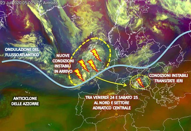 Mappe satellitare ore 5 UTC del 23 Luglio 2020