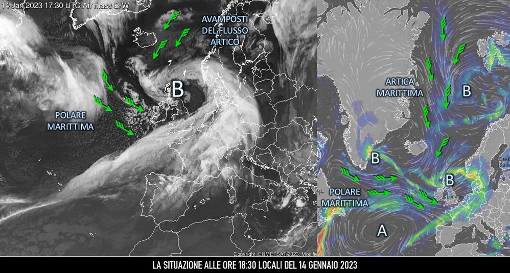 Una mappa satellitare del 14 gennaio 2023