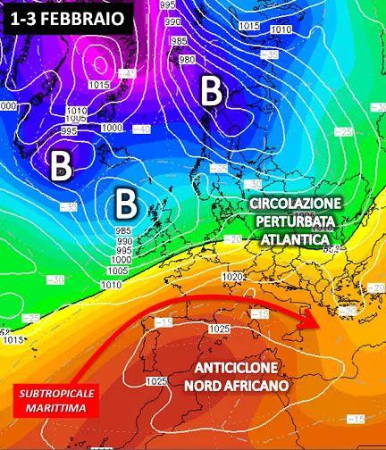 Scenario atteso dal 1 al 3 Febbraio