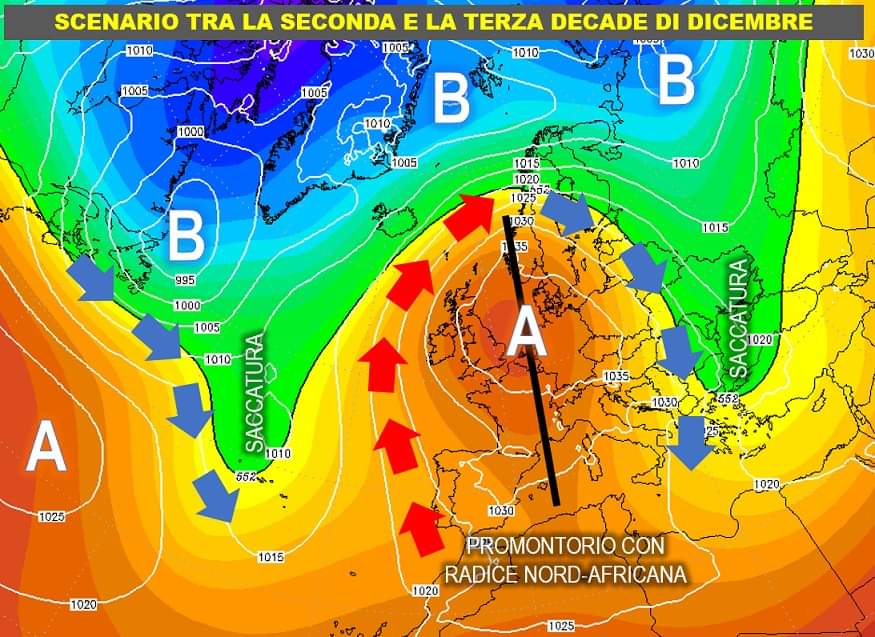 Lo scenario atteso tra la seconda e la terza decade Dicembre 2021