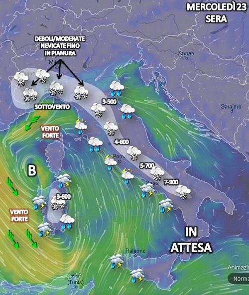 Fig. 4: previsione per la sera del 23 gennaio