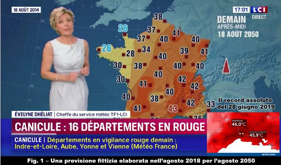 Simulazione meteorologica Francia 2014 per agosto 2050